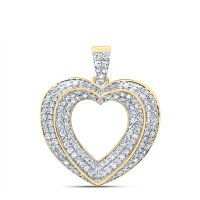 10K Yellow Gold Natural Diamond Heart Pendant 0.38 Cttw