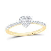 14K Yellow Gold Natural Diamond Promise Heart Ring 0.25 Cttw