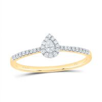 14K Yellow Gold Natural Diamond Promise Pear Ring 0.25 Cttw