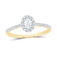 14K Yellow Gold Natural Diamond Oval Promise Oval Ring 0.33 Cttw