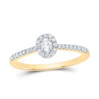 14K Yellow Gold Natural Diamond Promise Oval Ring 0.25 Cttw