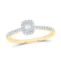 14K Yellow Gold Natural Diamond Promise Emerald Ring 0.25 Cttw