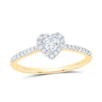 14K Yellow Gold Natural Diamond Promise Heart Ring 0.33 Cttw