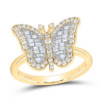 10K Yellow Gold Natural Diamond Butterfly Ring 0.33 Cttw