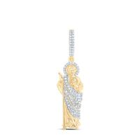 10K Yellow Gold Natural Diamond St.Jude Men%27s Charm 0.50 Cttw