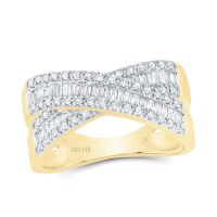 14K Yellow Gold Natural Diamond Criss Cross Ring 0.38 Cttw