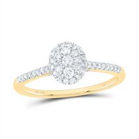 14K Yellow Gold Natural Diamond Oval Ring 0.38 Cttw