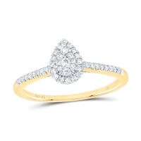 14K Yellow Gold Natural Diamond Pear Ring 0.33 Cttw