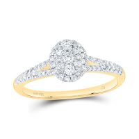 14K Yellow Gold Natural Diamond Oval Ring 0.38 Cttw
