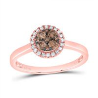 10K Rose Gold Natural Diamond Cognac Round Ring 0.33 Cttw