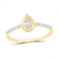 10K Yellow Gold Natural Diamond Pear Ring 0.13 Cttw