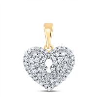 10K Yellow Gold Natural Diamond Heart Pendant 0.38 Cttw