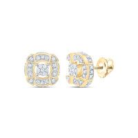 10K Yellow Gold Natural Diamond Round Men%27s Earring 0.38 Cttw