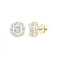 10K Yellow Gold Natural Diamond Round Men%27s Earring 0.50 Cttw