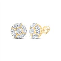 10K Yellow Gold Natural Diamond Round Men%27s Earring 0.33 Cttw