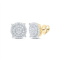 10K Yellow Gold Natural Diamond Round Men%27s Earring 0.38 Cttw