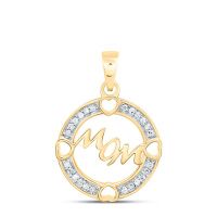 10K Yellow Gold Natural Diamond Mom Heart Pendant 0.10 Cttw