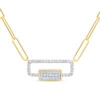 10K Yellow Gold Natural Diamond Paper Clip Necklace 18 Inch 0.25 Cttw