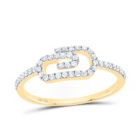 10K Yellow Gold Natural Diamond Paper Clip Ring 0.20 Cttw