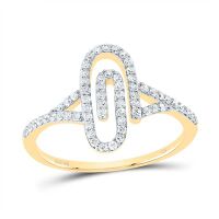 10K Yellow Gold Natural Diamond Paper Clip Ring 0.33 Cttw