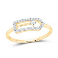 10K Yellow Gold Natural Diamond Paper Clip Ring 0.14 Cttw