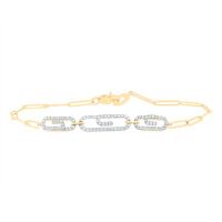 10K Yellow Gold Natural Diamond Paper Clip Bracelet 7 Inch 0.50 Cttw