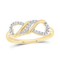 10K Yellow Gold Natural Diamond Infinity Ring 0.14 Cttw