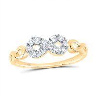 10K Yellow Gold Natural Diamond Infinity Ring 0.25 Cttw