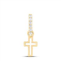 14K Yellow Gold Natural Diamond Cross Pendant 0.05 Cttw
