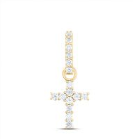 14K Yellow Gold Natural Diamond Cross Pendant 0.20 Cttw