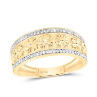 10K Yellow Gold Natural Diamond Chrome Cross Men%27s Ring 0.25 Cttw