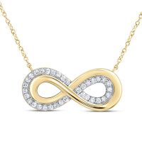 10K Yellow Gold Natural Diamond Infinity Necklace 18 Inch 0.13 Cttw
