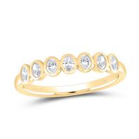 14K Yellow Gold Natural Diamond Oval Band 0.33 Cttw