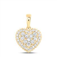 14K Yellow Gold Natural Diamond Heart Pendant 0.50 Cttw