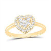 14K Yellow Gold Natural Diamond Heart Ring 0.33 Cttw