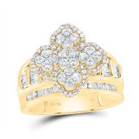 10K Yellow Gold Natural Diamond Clover Ring 1 Cttw