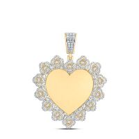 10K Yellow Gold Natural Diamond Memory Heart Clover Men%27s Charm 1.50 Cttw