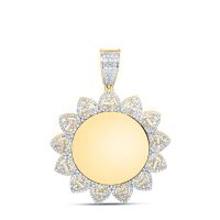 10K Yellow Gold Natural Diamond Memory Heart Round Men%27s Charm 1.38 Cttw