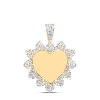 10K Yellow Gold Natural Diamond Memory Heart Men%27s Charm 1.33 Cttw