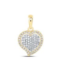10K Yellow Gold Natural Diamond Heart Pendant 0.20 Cttw