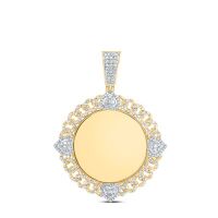 10K Yellow Gold Natural Diamond Memory Heart Men%27s Charm 1 Cttw