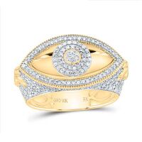 10K Yellow Gold Natural Diamond Evil Ring 0.88 Cttw