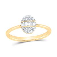 14K Yellow Gold Natural Diamond Oval Ring 0.25 Cttw