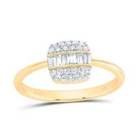 14K Yellow Gold Natural Diamond Cushion Ring 0.33 Cttw