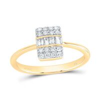 14K Yellow Gold Natural Diamond Square Ring 0.33 Cttw
