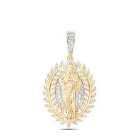 10K Yellow Gold Natural Diamond St.Jude Men%27s Charm 0.50 Cttw
