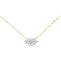 10K Yellow Gold Natural Diamond Marquise Necklace 18 Inch 0.13 Cttw