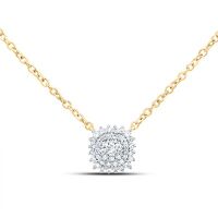10K Yellow Gold Natural Diamond Cushion Necklace 18 Inch 0.14 Cttw