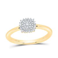10K Yellow Gold Natural Diamond Cushion Ring 0.14 Cttw
