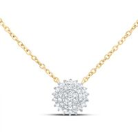 10K Yellow Gold Natural Diamond Round Necklace 18 Inch 0.13 Cttw